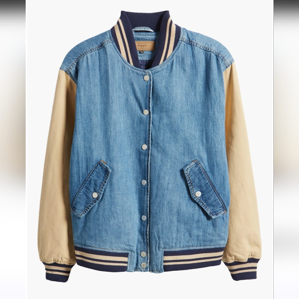 New BLANKNYC Blue Quilted Varsity Jacket - Small